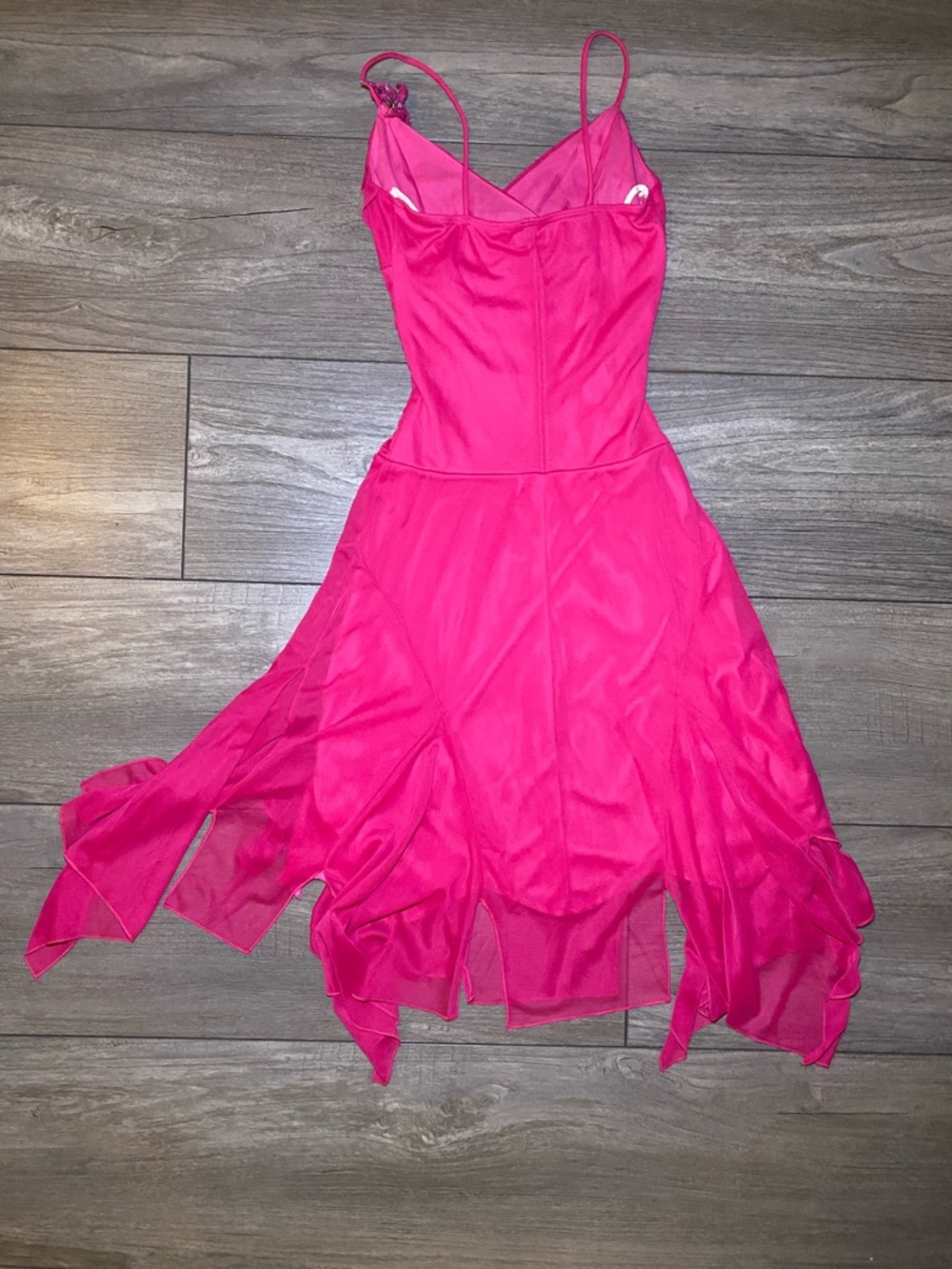 EUC True Vintage Y2K 1990s/2000s Bright Pink Spaghetti Strap Fairy Formal Dress - Picture 7 of 7